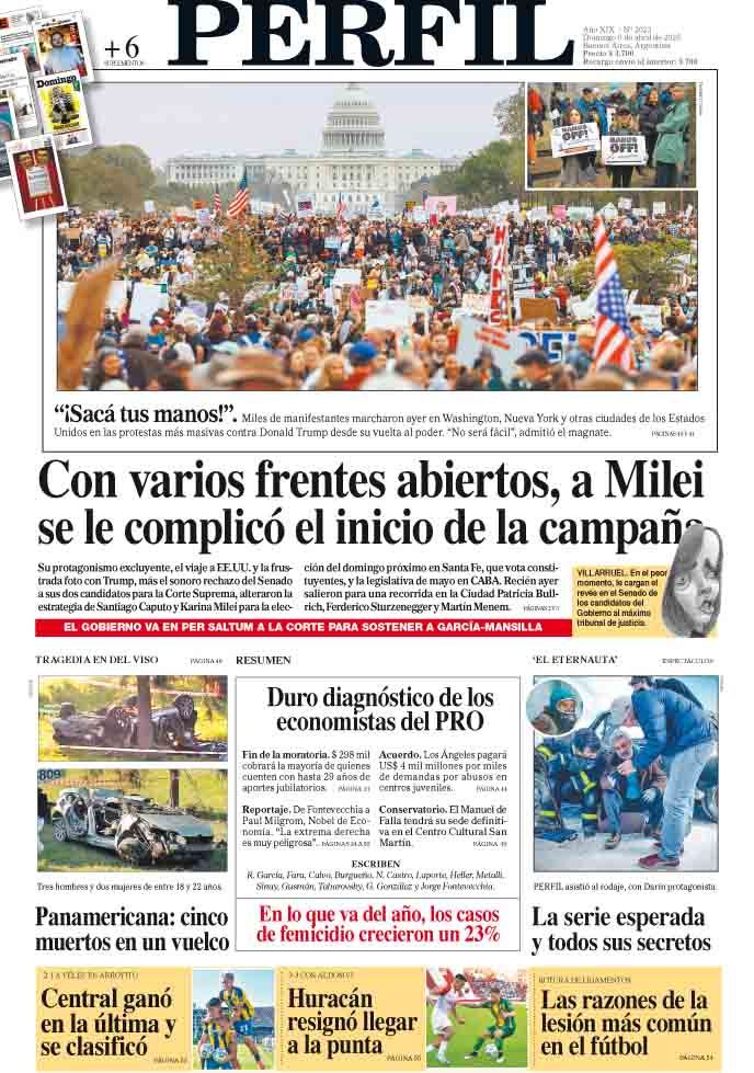 La tapa del Diario PERFIL de este domingo 6 de abril de 2025
