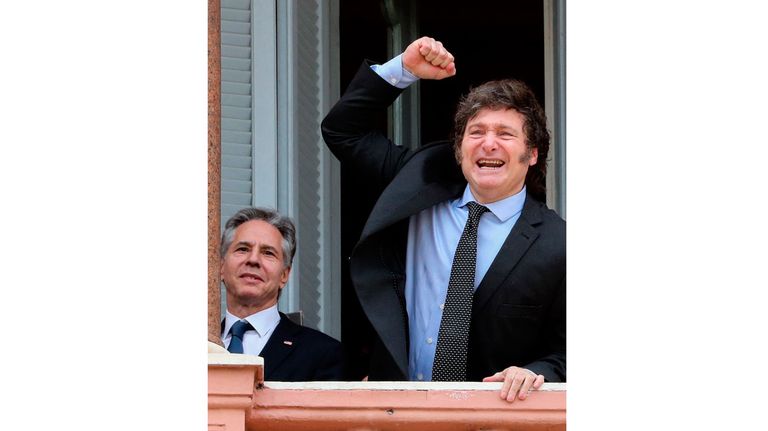 Javier Milei y Antony Blinken 20240223
