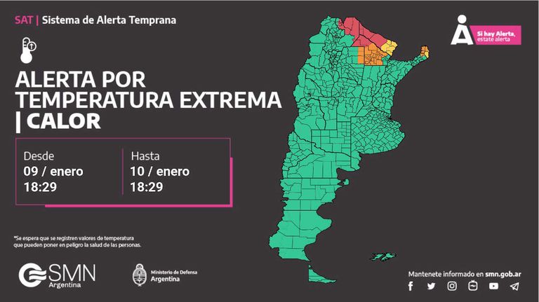 SMN Alertas Información actualizada el 09 de enero de 2024 a las 18:29 h 20240109
