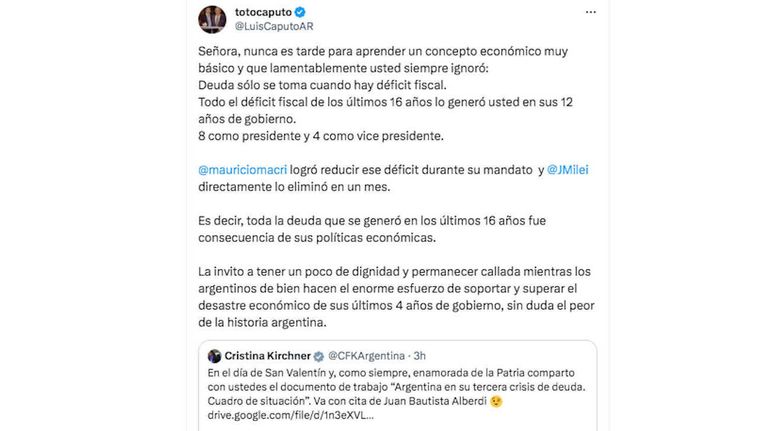 Luis Caputo Tweet 20240214