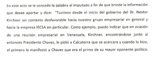 Segmento del testimonio de Sánchez Caballero, de IECSA.