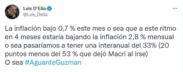 El cálculo de D´Elia sobre la inflación. 