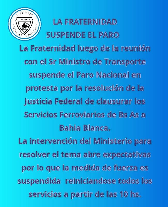 El comunicado de La Fraternidad.
