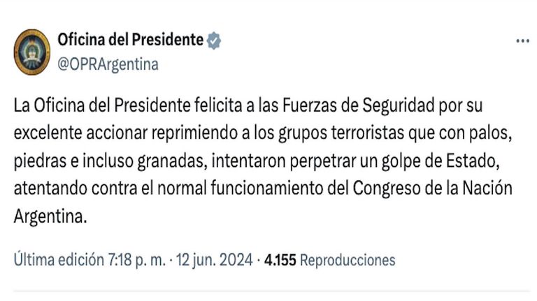 Oficina del Presidente Tweet 20240612