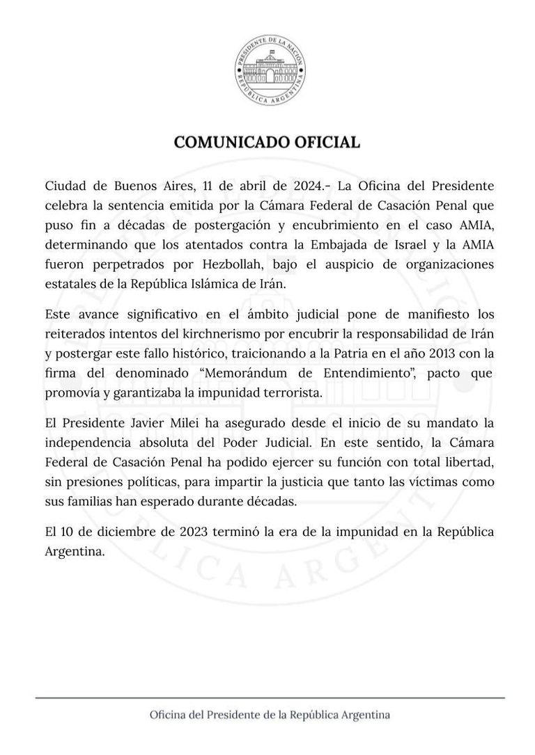 Comunicado Fallo Irán 20240412