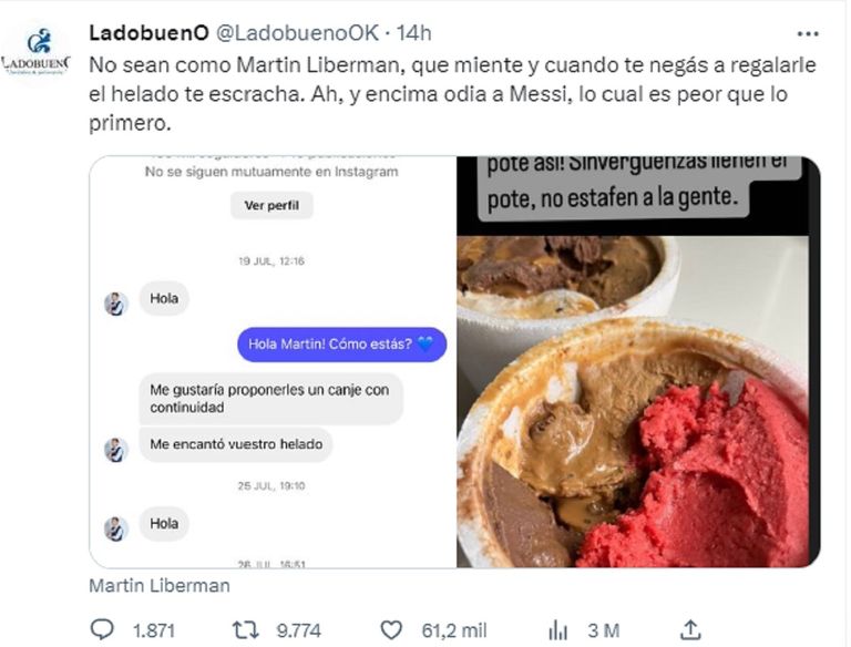 respuesta de la heladería