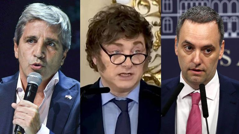 Luis Caputo, Javier Milei y Manuel Adorni 03022026