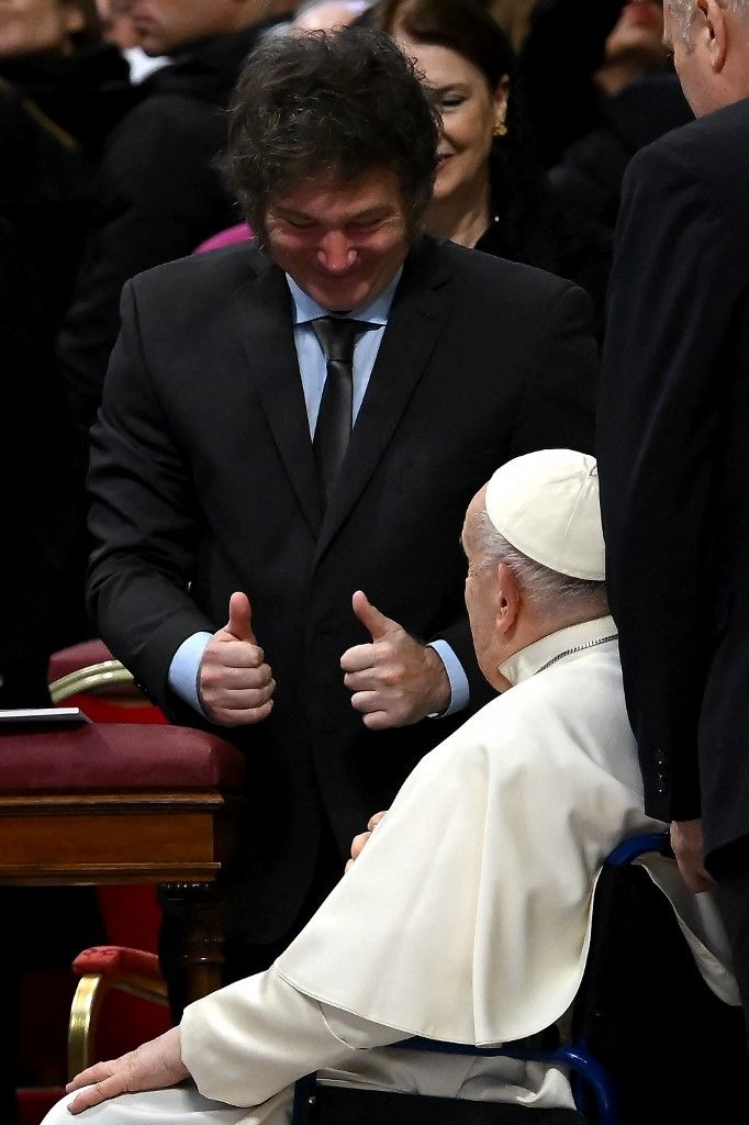 El Papa Francisco con el presidente Javier Milei en El Vaticano