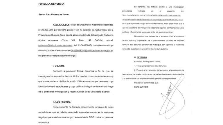 SIDE Denuncia Kicillof 06082025