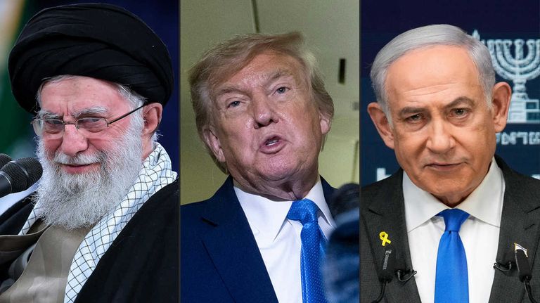Ali Khamenei, Donald Trump y Benjamin Netanyahu. 20250618