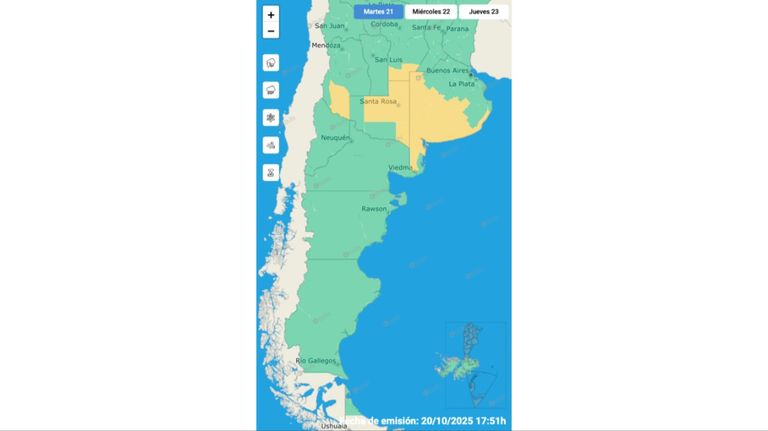 Clima martes 21 octubre