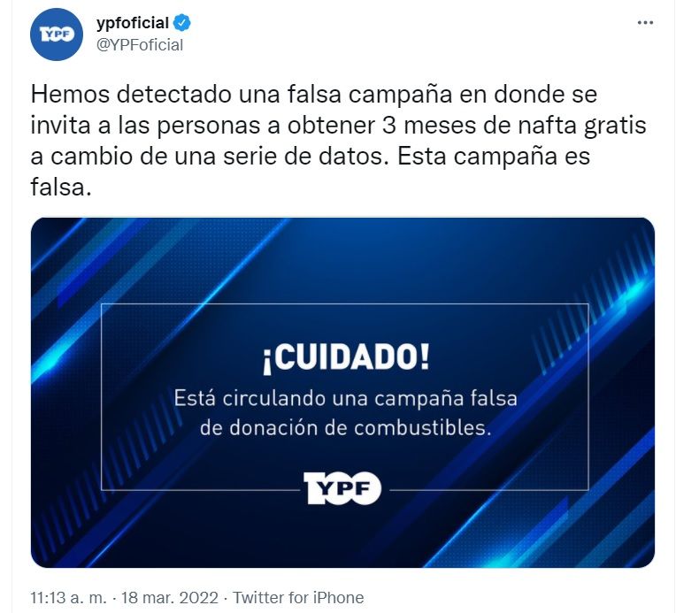 Campaña falsa YPF