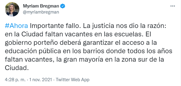 Miriam Bregman sobre vacantes