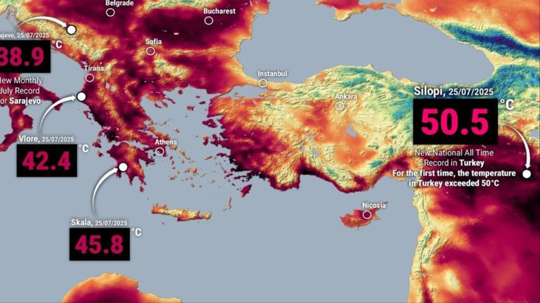 Turquía establece un nuevo récord de 50,5 grados mientras Europa se sofoca