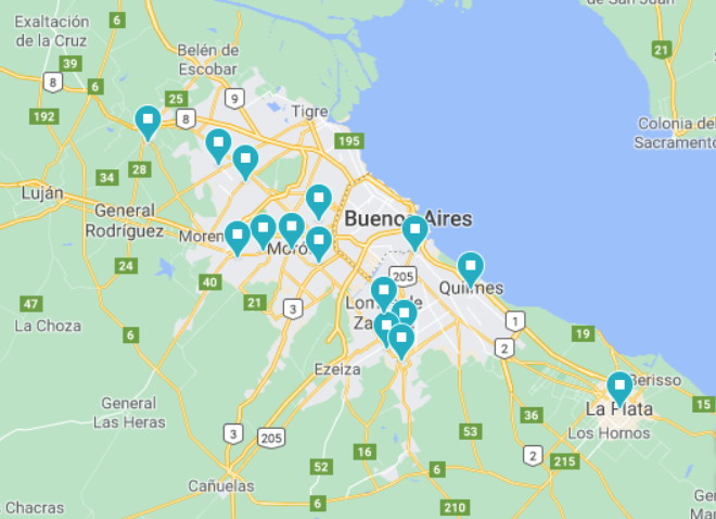 Mapa de protestas policiales.