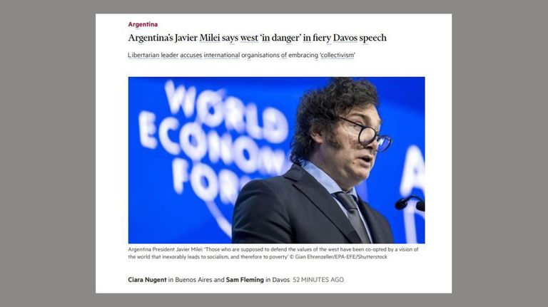 La reacción de Financial Times al discurso de Milei.