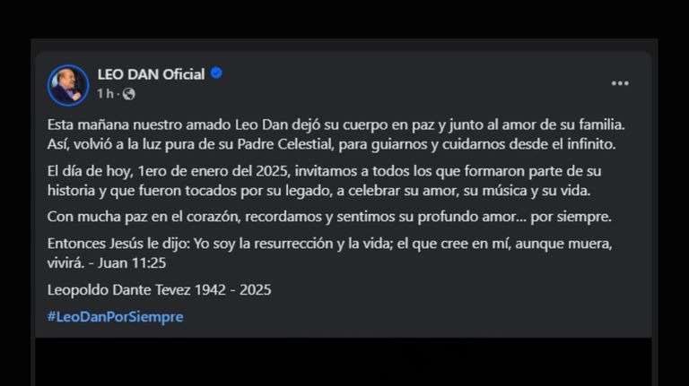Comunicado Leo Dan facebook