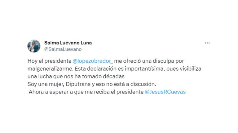 Tweet de diputada mexicana