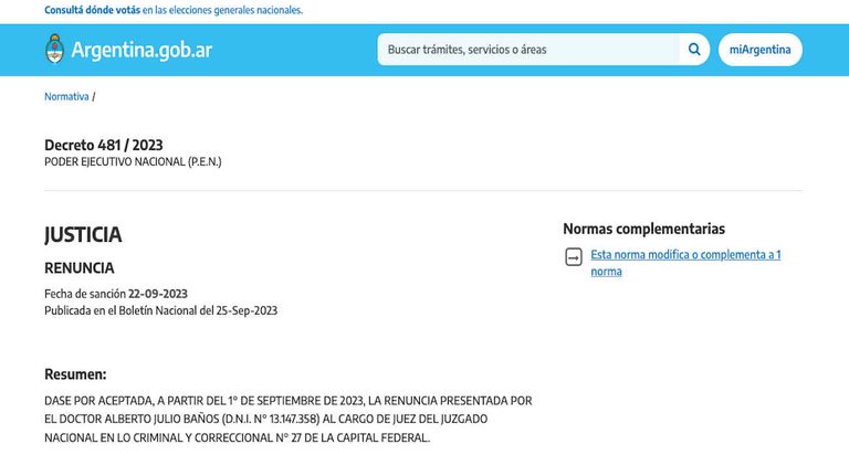Decreto 481 / 2023 PODER EJECUTIVO NACIONAL (P.E.N.) 20231003