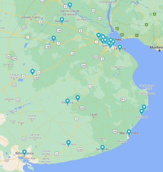 Mapa de protestas policiales.