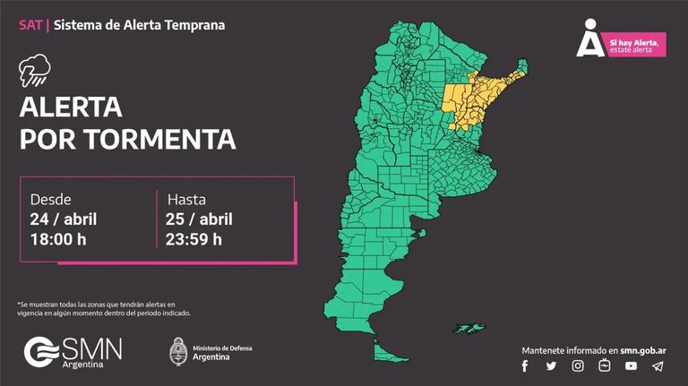 Alerta por tormentas