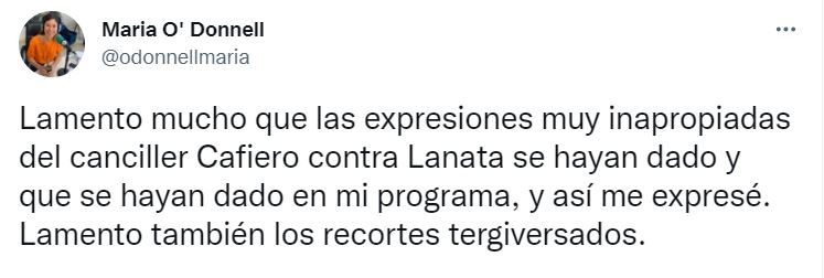 El mensaje de María O´Donnell.