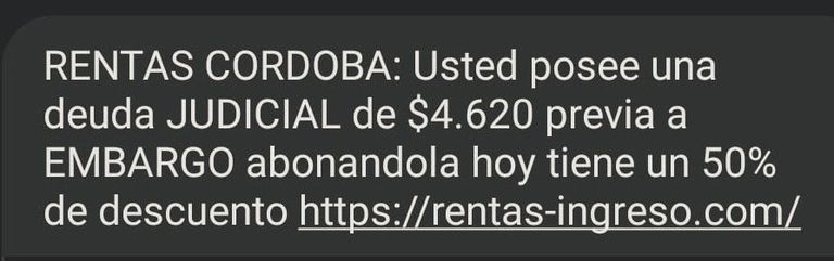 Denuncia de SMS falso.