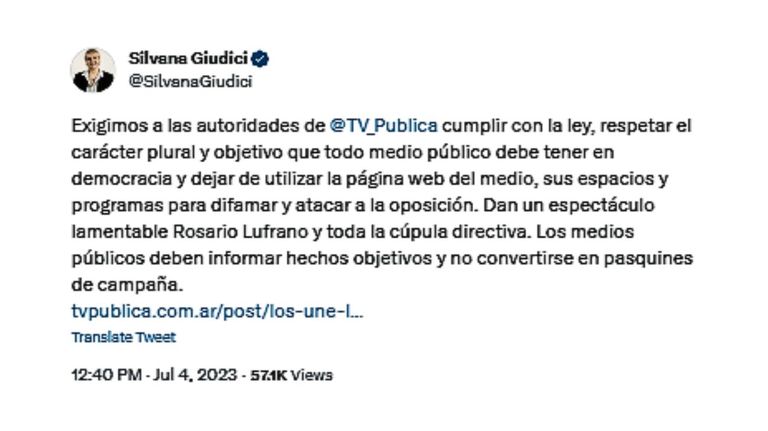 Tuit de Silvana Giudici 20230705