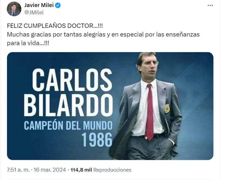 Milei y el cumpleaños de Bilardo