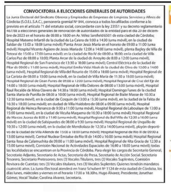 12-10-2023 solicitada convocatoria elecciones Soelsac