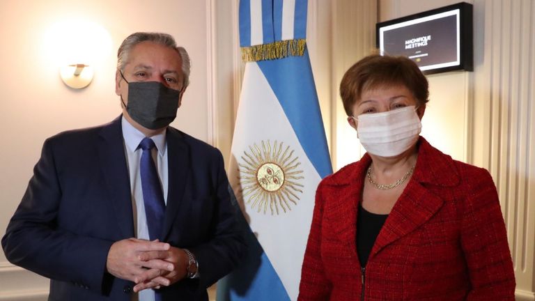 alberto fernandez y Georgieva 20220128