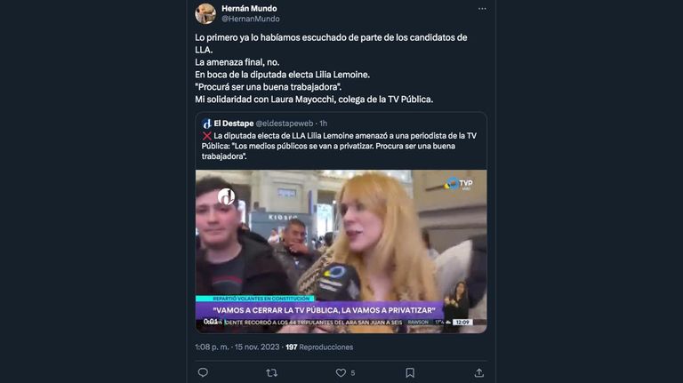 Mensaje de Twitter