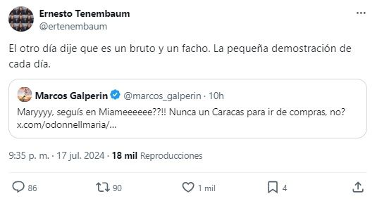 Cruce entre María O’Donnell y Marcos Galperín 20240717