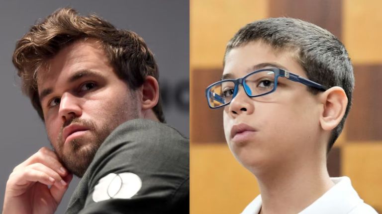 Magnus Carlsen y Faustino Oro 