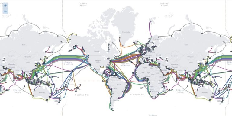 Mapa de cables submarinos en el mundo
