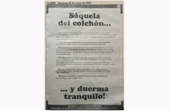 Anuncio de Menem