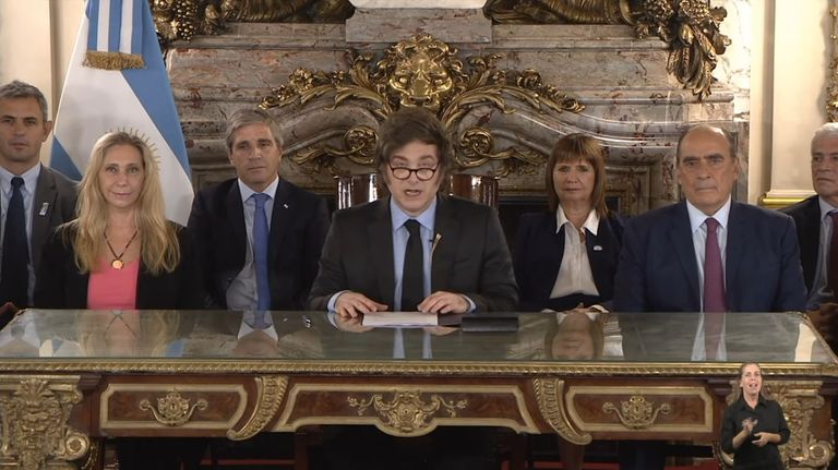La cadena nacional del presidente Javier Milei.