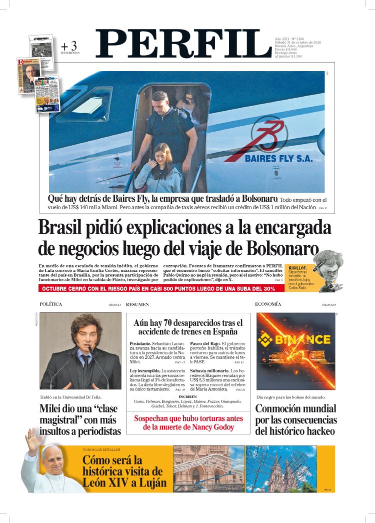 La tapa del Diario PERFIL del sábado 31 de octubre de 2026