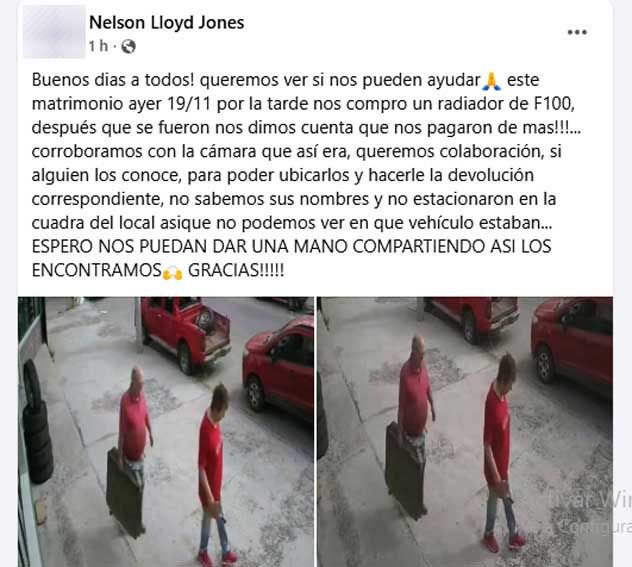 Pudieron devolverle el dinero a una pareja gracias a facebook