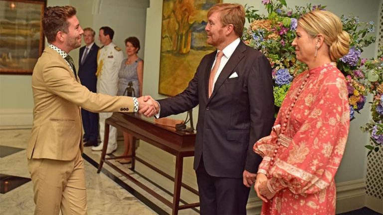 Rick Evers junto a los reyes de Holanda en el Taj Mahal