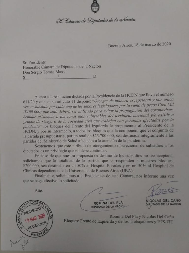 Carta del interbloque FIT