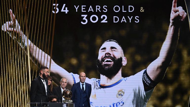 Karim Benzema en la premiación del Balón de Oro 20221017