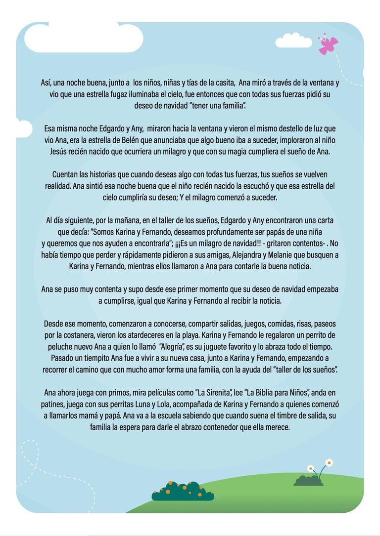 A través de un cuento de Navidad le dijeron a una niña que será parte de una Familia
