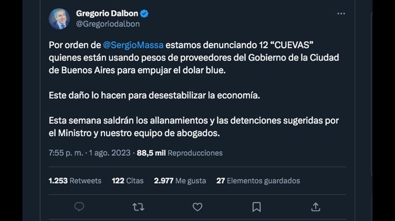Mensaje de Gregorio Dalbon