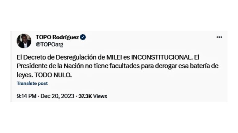 Tuits contra Milei tras el DNU 20231220