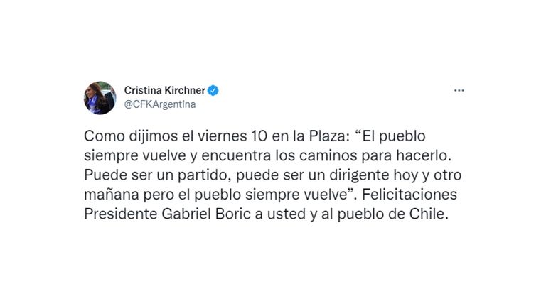 Felicitaciones Boric