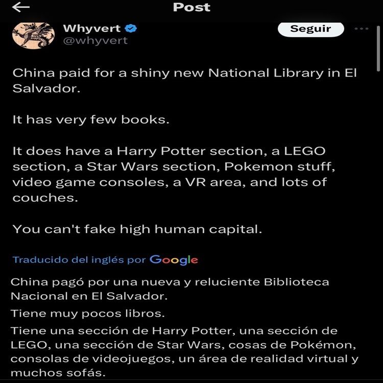 Tuit de Nayib Bukele y la defensa de la Biblioteca Nacional de El Salvador