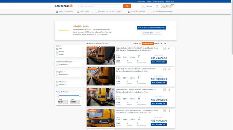 Subasta de trenes de Subtes 20220201