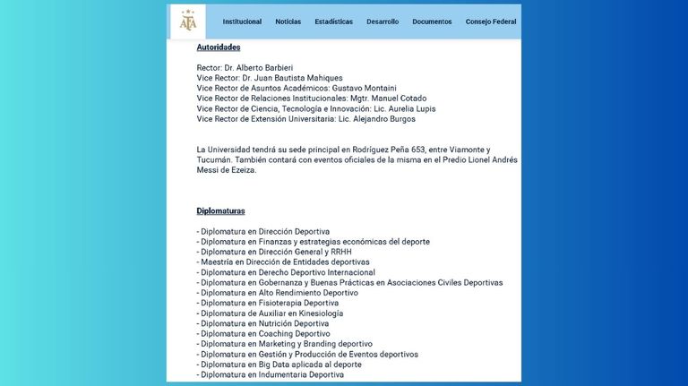 Autoridades de la Universidad de la AFA