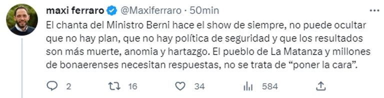 Reacciones por la agresión a Berni 20230403